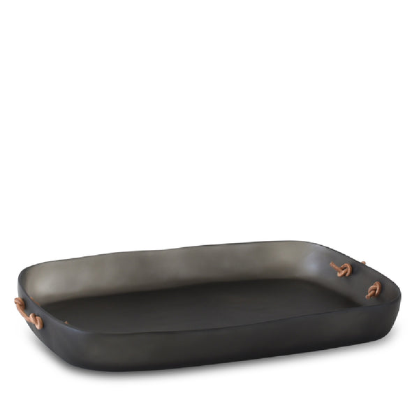 TINA FREY Extra Large Tray With Leather Handles TINA FREY Extra Large Tray With Leather Handles
