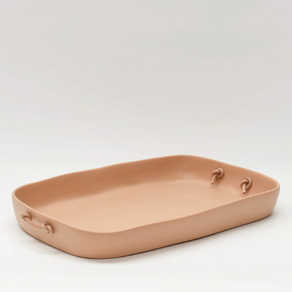 TINA FREY Extra Large Tray With Leather Handles TINA FREY Extra Large Tray With Leather Handles