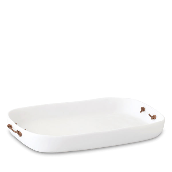TINA FREY Extra Large Tray With Leather Handles TINA FREY Extra Large Tray With Leather Handles