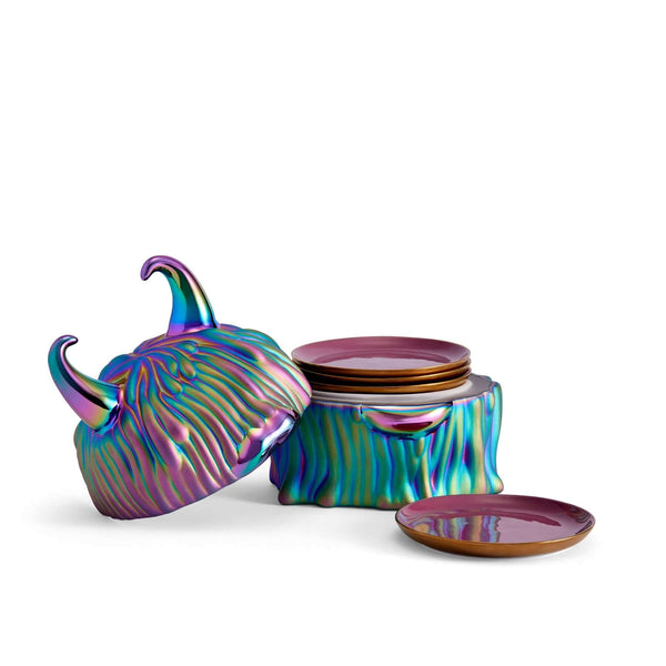 L'OBJET Haas Disco Lynda Box and Plates Set of 4 L'OBJET Haas Disco Lynda Box and Plates Set of 4