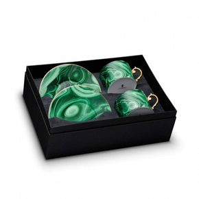 L'OBJET Malachite Tea Cup & Saucer Set of 2
