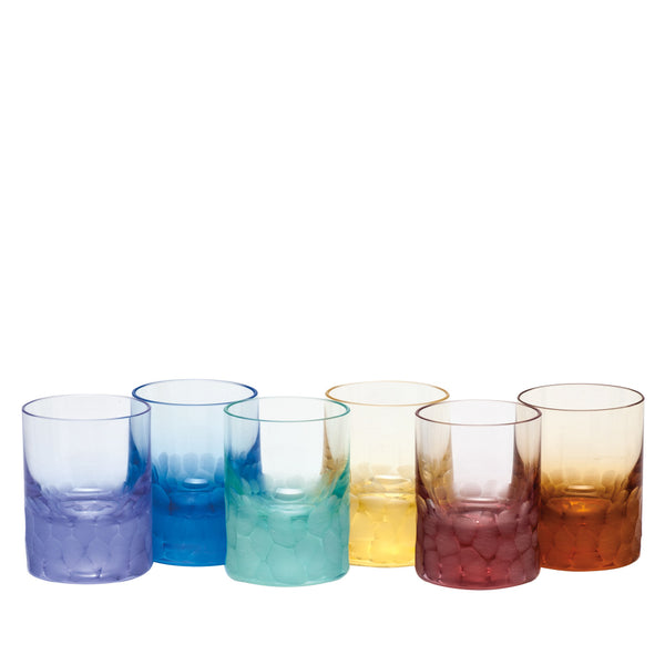 MOSER Pebbles Shot Glass 2 Oz. Set of 6 - Rainbow Colors MOSER Pebbles Shot Glass 2 Oz. Set of 6 - Rainbow Colors