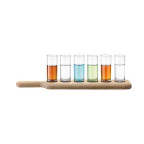LSA INTERNATIONAL Paddle Shot Set & Oak Paddle Set of 4