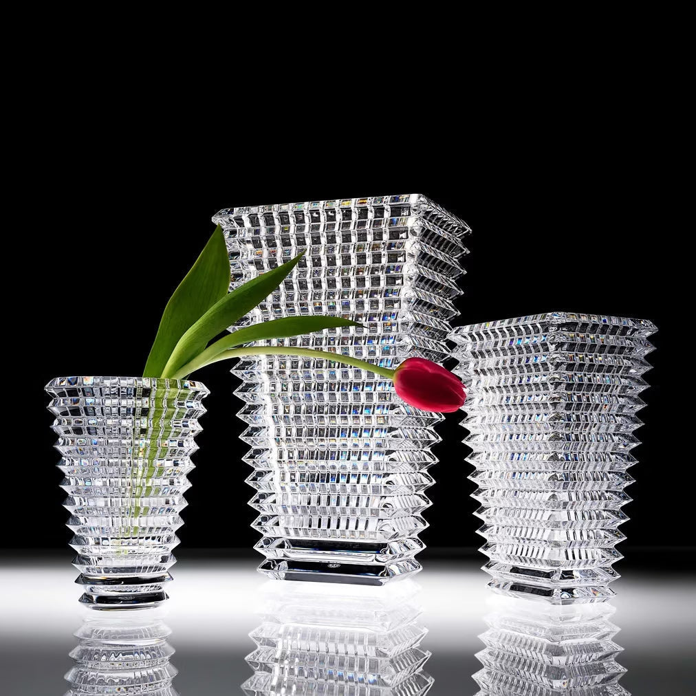 Baccarat Eye crystal vase styled in a lifestyle table setting