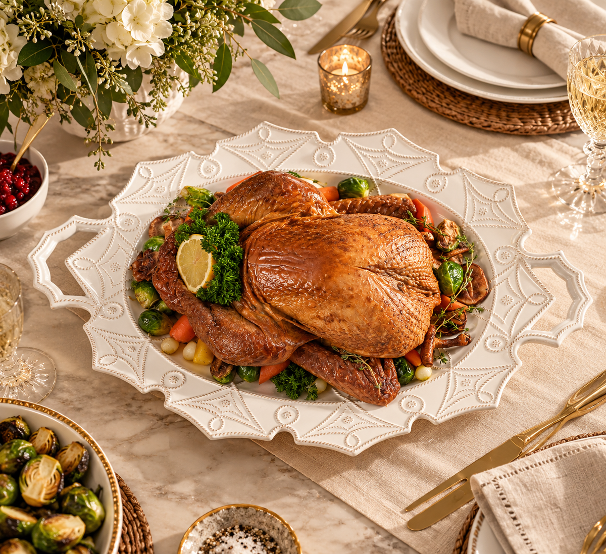 Juliska Jardins Du Monde Whitewash Turkey Platter