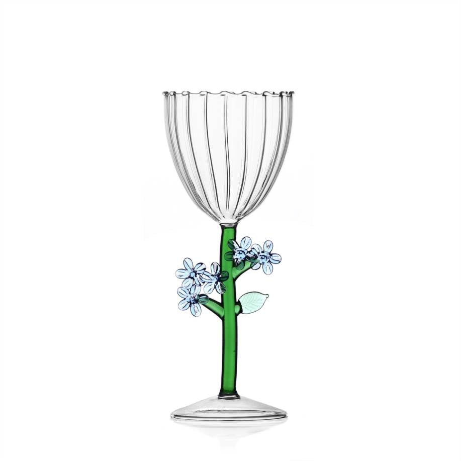 Ichendorf Botanica Optical Stemmed Glass, Light Blue Flower