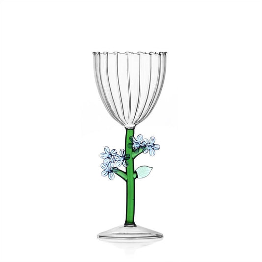 Ichendorf Botanica Optical Stemmed Glass, Light Blue Flower