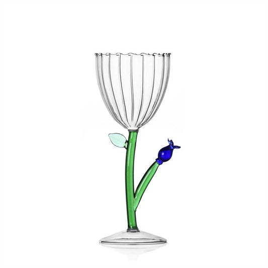 Ichendorf Botanica Optical Stemmed Glass, Blue Flower