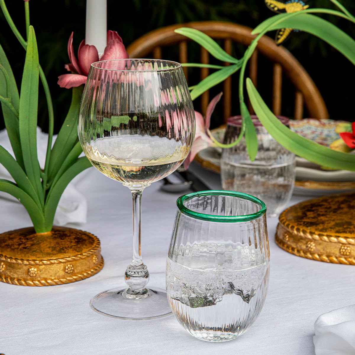 Juliska Nell Stemless Wine Glass, lifestyle setting