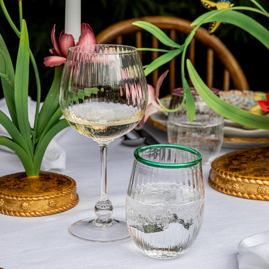 Juliska Nell Stemless Wine Glass Watercress Set of 2