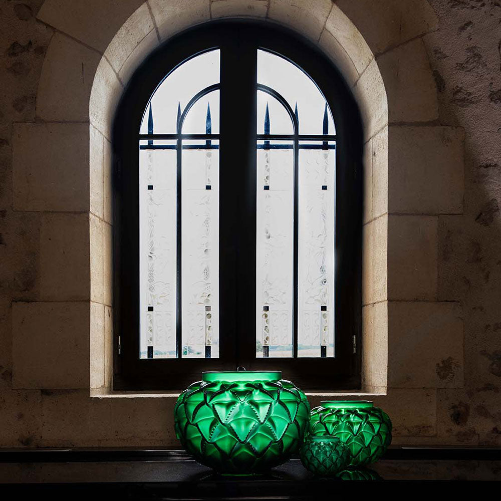 Lalique Languedoc Vase Large Green detail 1