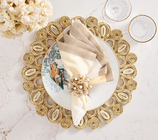 Kim Seybert Marisol Placemat in Ivory & Natural, Set of 4