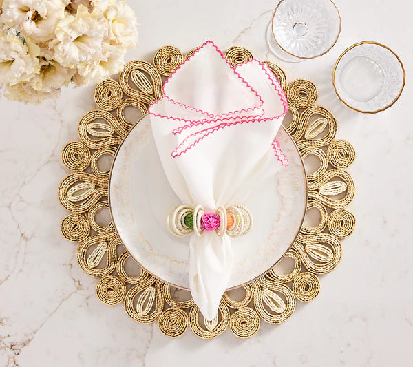 Kim Seybert Marisol Placemat in Ivory & Natural, Set of 4