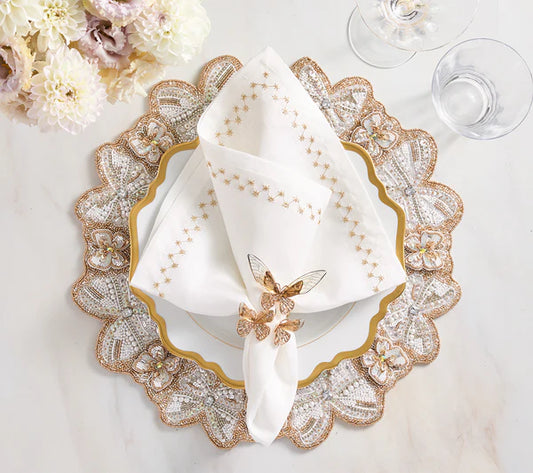Monarch Placemat in Champagne & Crystal, Set of 2