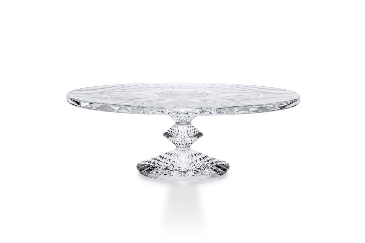 Baccarat Mille Nuits Cake Plate, clear crystal on a faceted pedestal