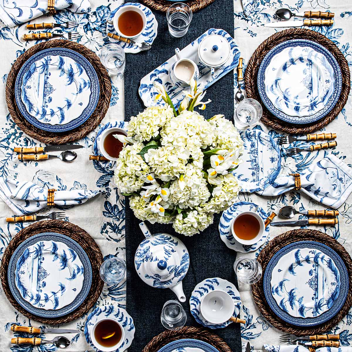 Juliska Country Estate 4pc Place Setting Delft Blue, styled table setting