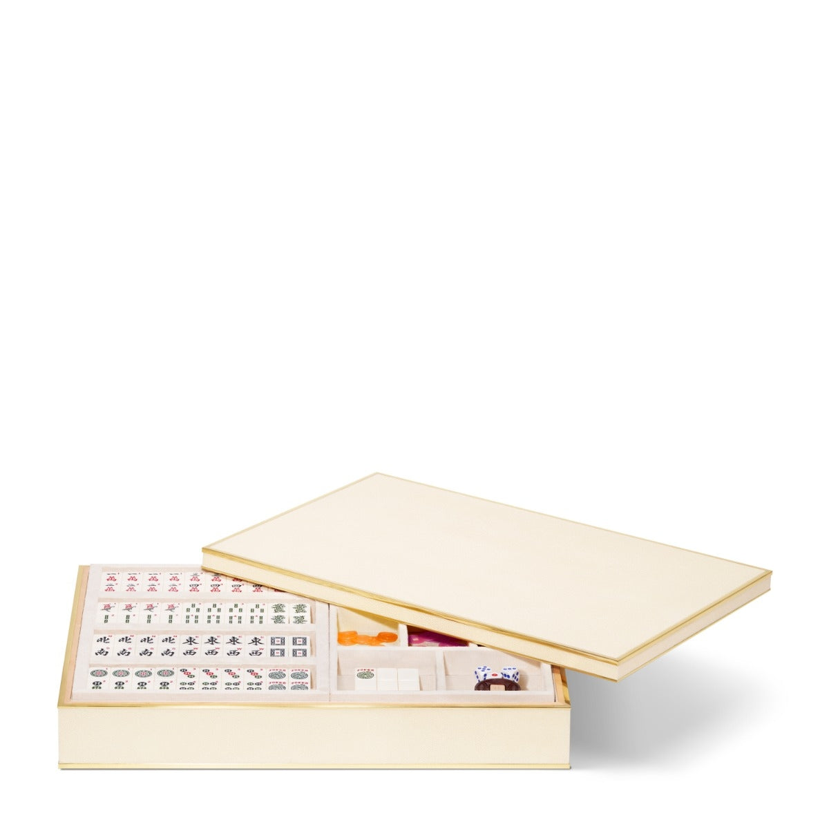 AERIN Luxe Shagreen Mahjong Set, Cream