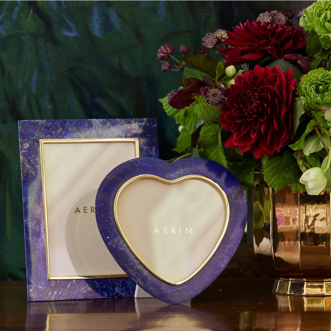 Aerin Cassiel Mosaic Heart Frame, Lapis