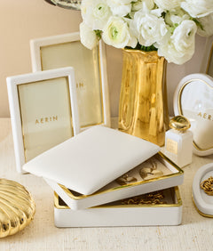 Aerin Piero Leather Frame, Shadow White