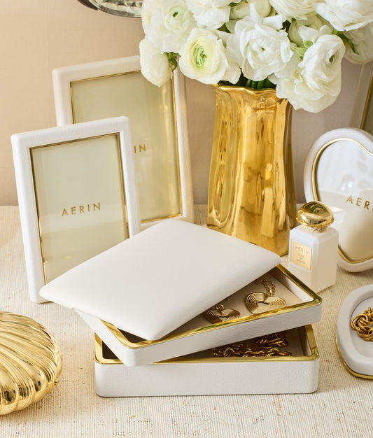 Aerin Piero Leather Frame, Shadow White