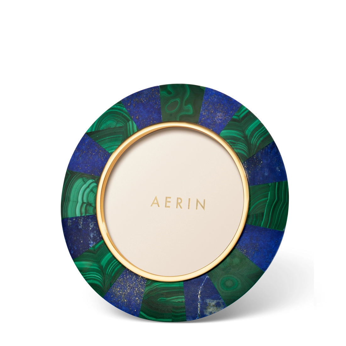 Cassiel Mosaic Round Frame, Lapis/Malachite