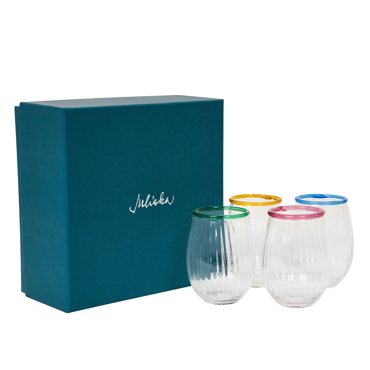 Juliska Nell Stemless Wine Glass Set, styled table setting