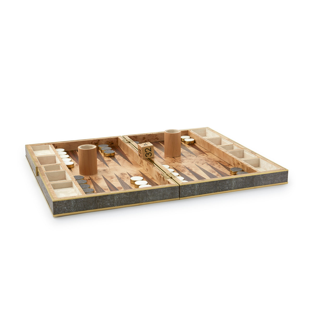Aerin Chocolate Shagreen Backgammon Set w/ Dice