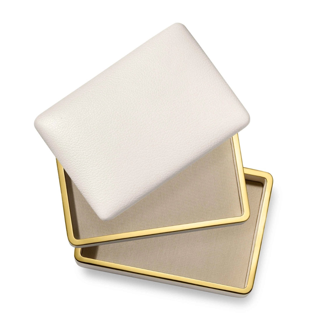 Aerin Piero Leather Small Stacked Jewelry Box, Shadow White