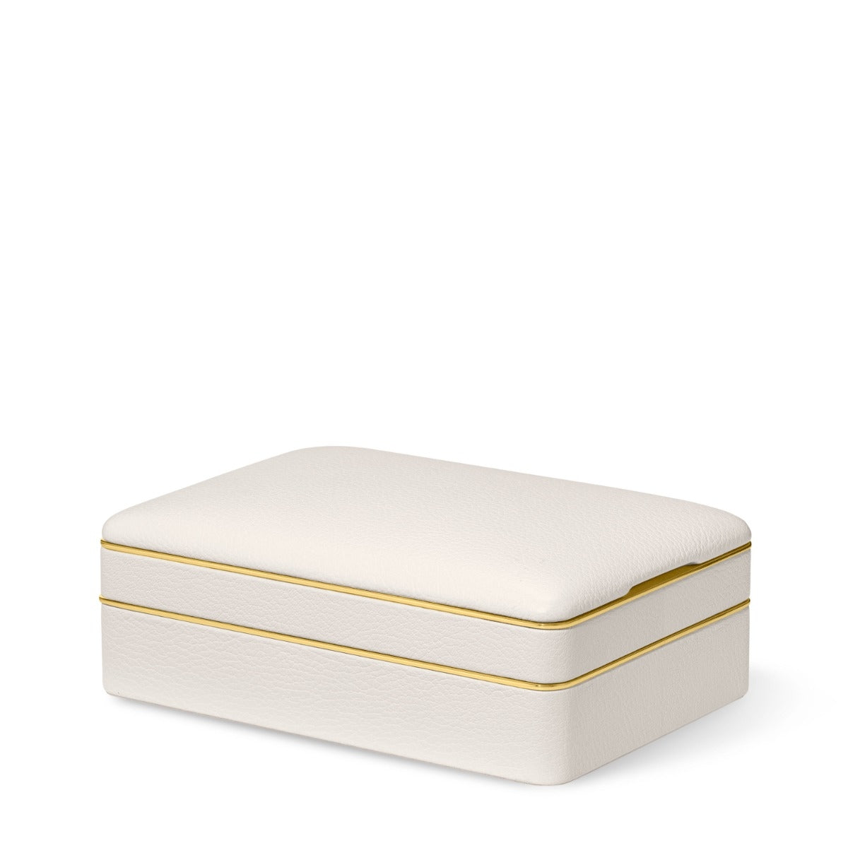 AERIN Piero Leather Small Stacked Jewelry Box, Shadow White