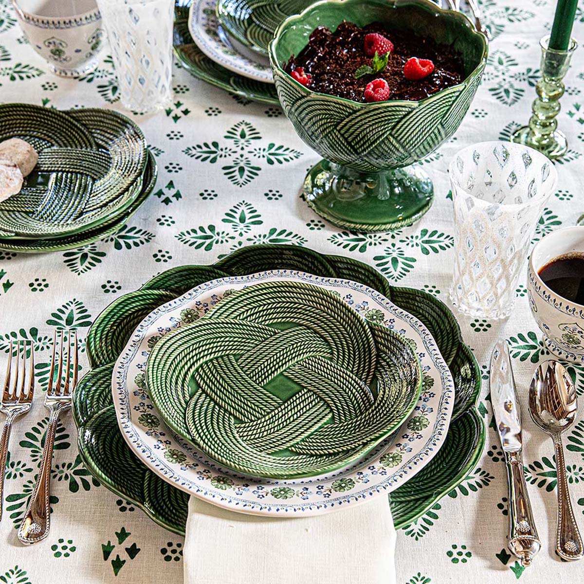 Villa Seville Dinner Plate, Chambray, styled table setting