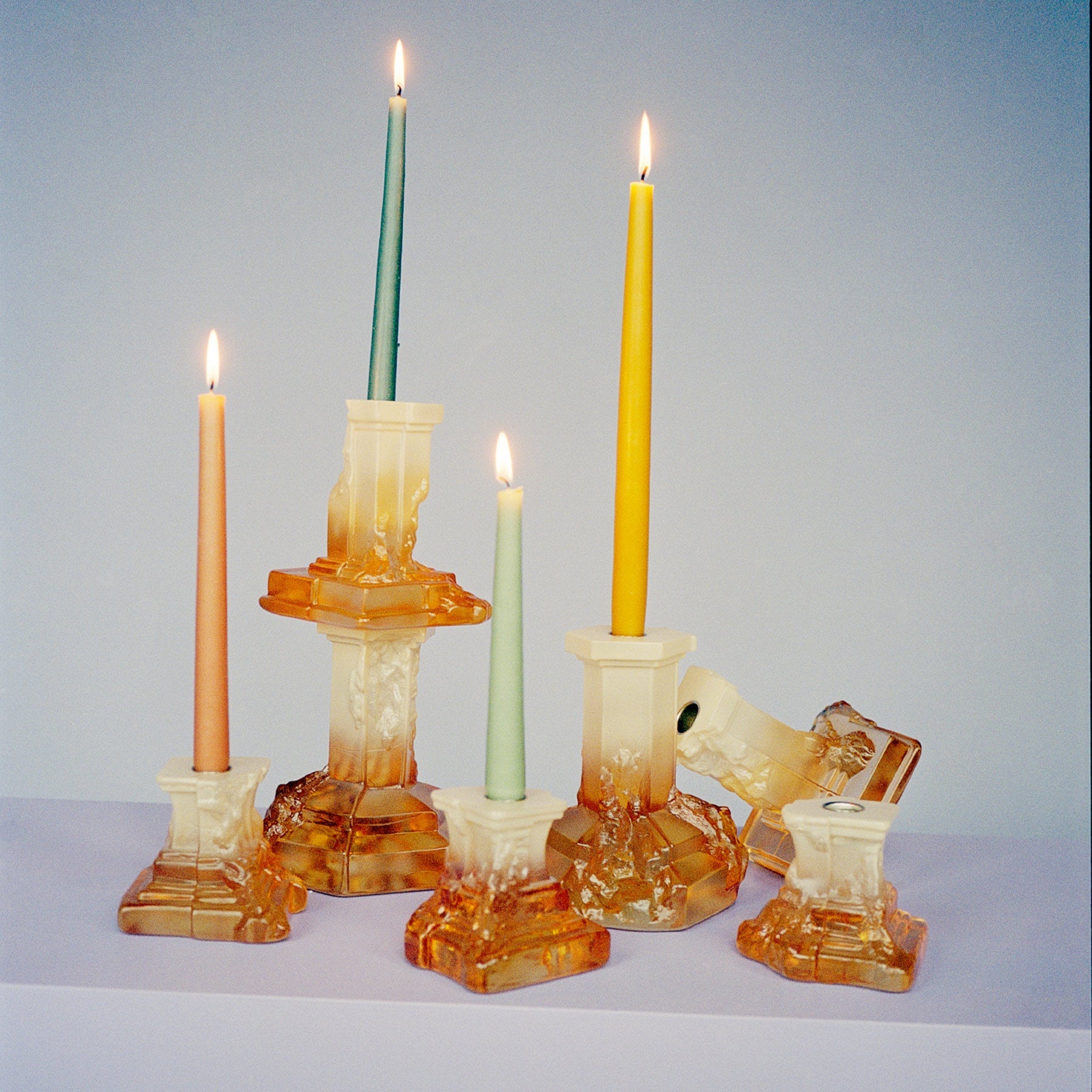 Rocky Baroque Candlestick - All Sizes - Amber Haze