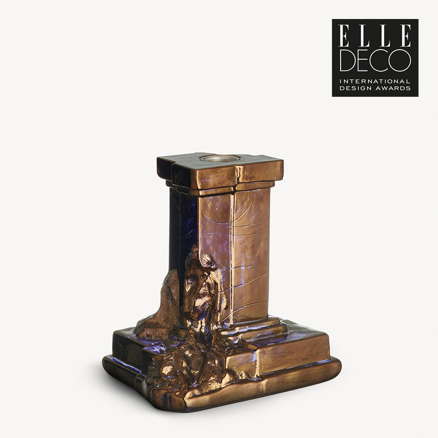 Rocky Baroque Candlestick - Medium - Glossy Glaze