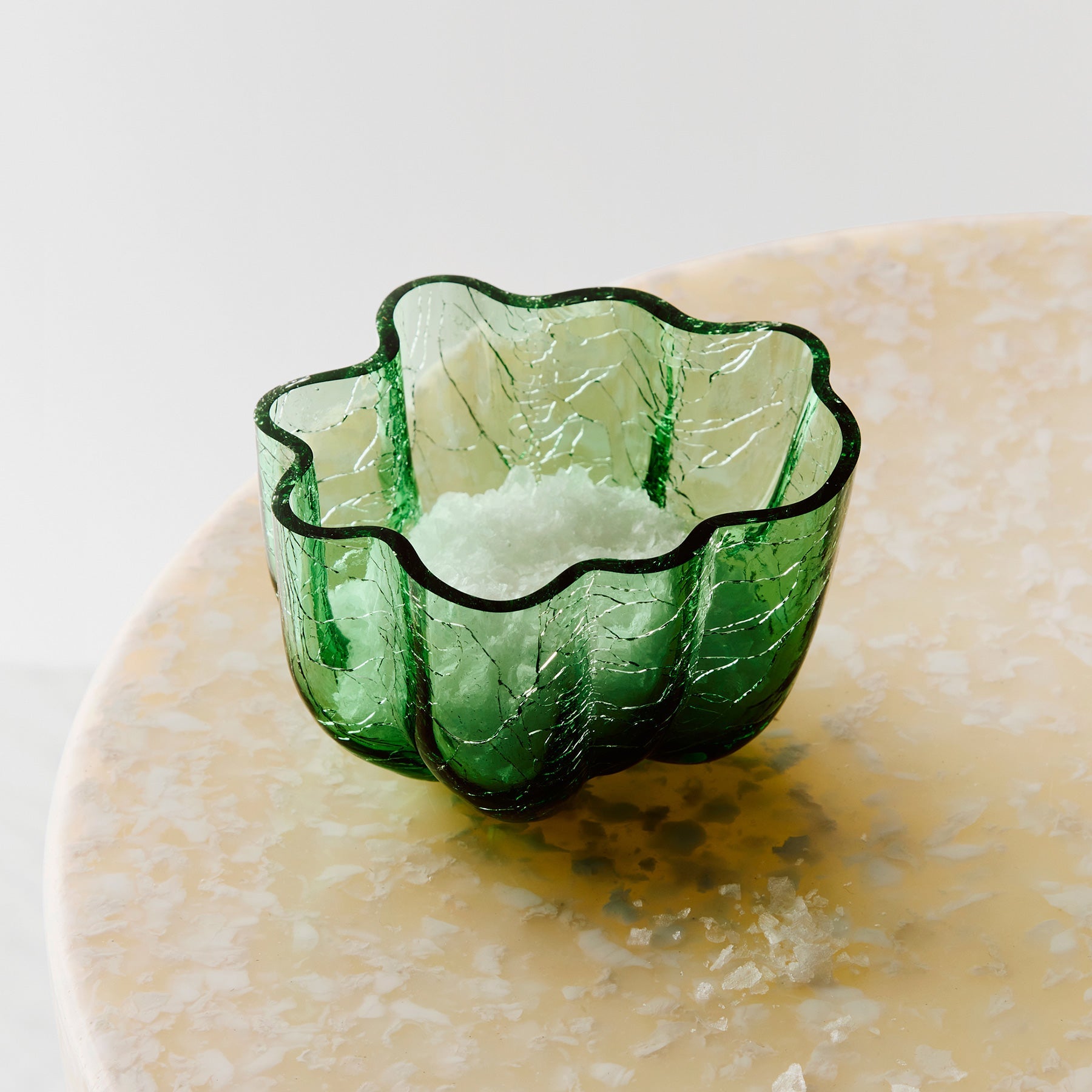 Crackle Bowl/Votive - Dark Green - 2