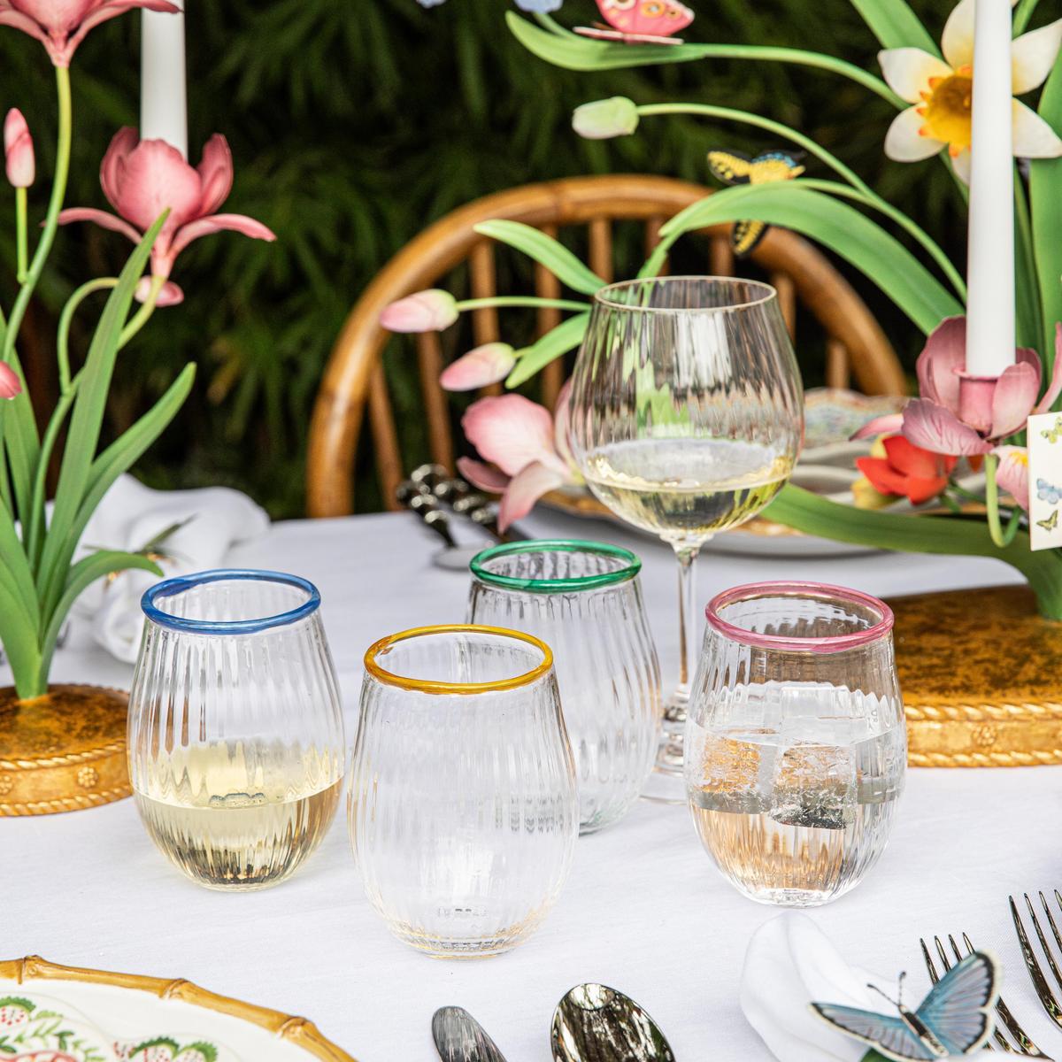 Juliska Nell Stemless Wine Glass Set, lifestyle setting