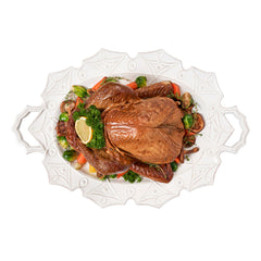 Jardins Du Monde Whitewash Turkey Platter, styled table setting