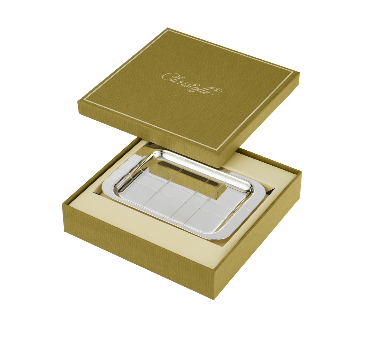 Christofle Graphik Silver-Plated Tray angle view
