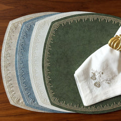 Bodrum Blaze Embroidered Placemat Set of 4 Birch/Gold