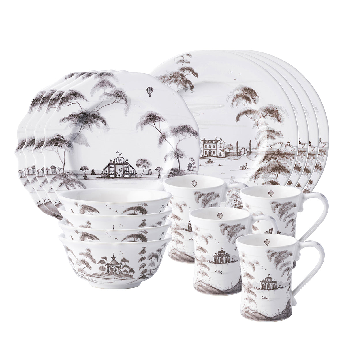 Juliska Country Estate 16-Piece Place Setting Flint Grey