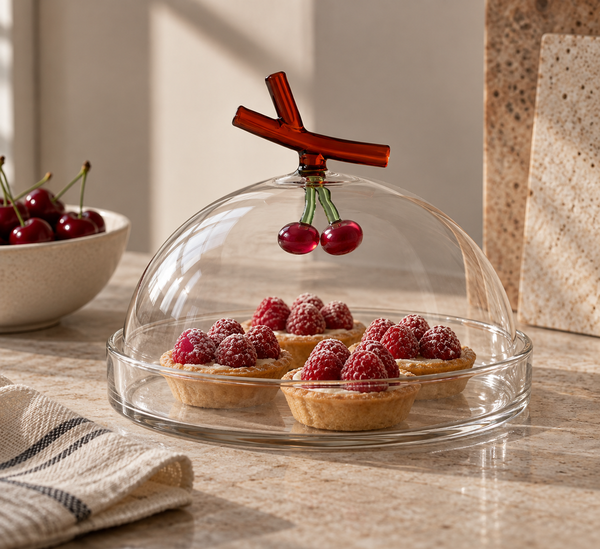 Ichendorf Fruits and Flowers Dome with Dish, Cherries