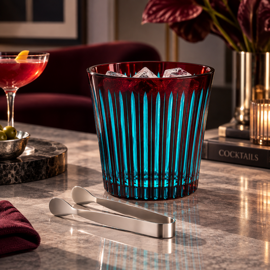 L'Objet Prism Ice Bucket + Tongs Bordeaux