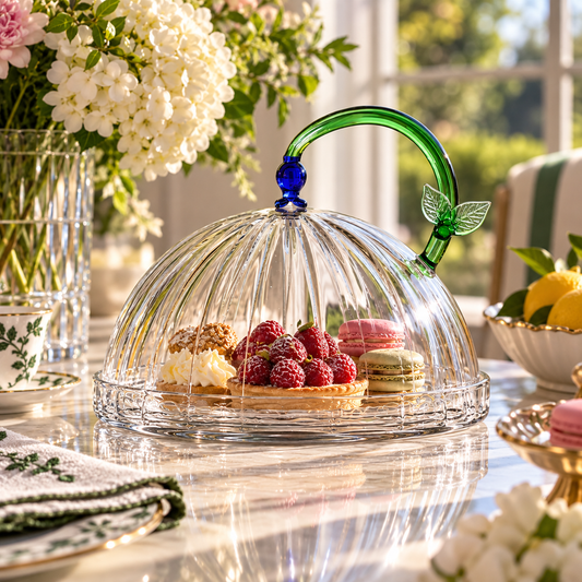 Ichendorf Botanica Dome with Dish, Blue Flower