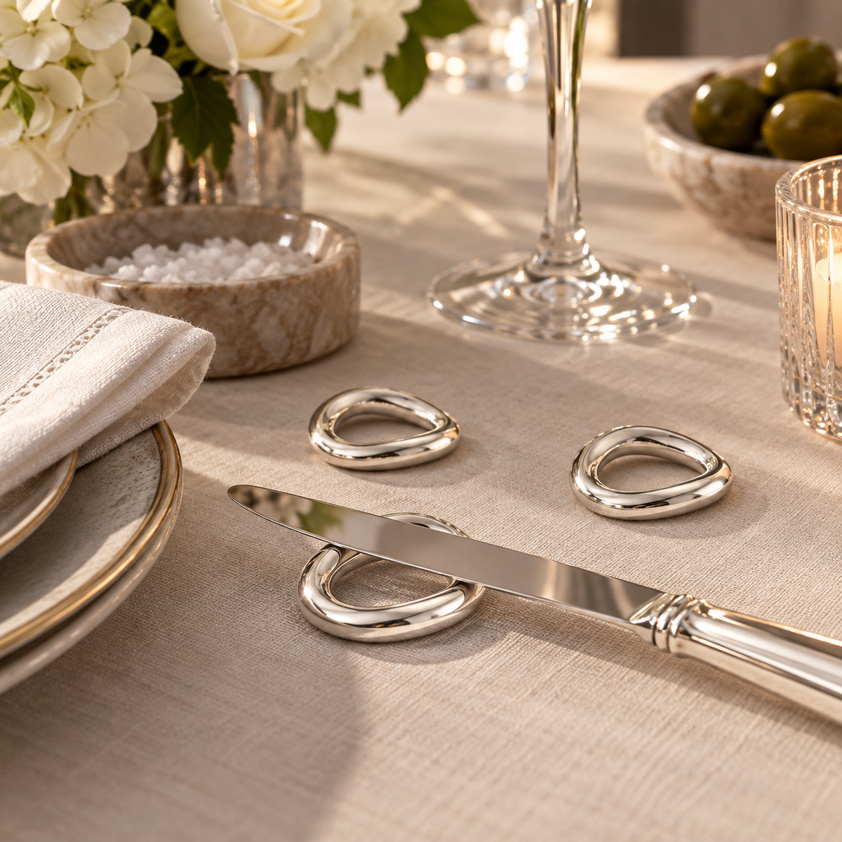 Christofle Vertigo Silver-Plated Set of 4 Knife/Chopstick Rests