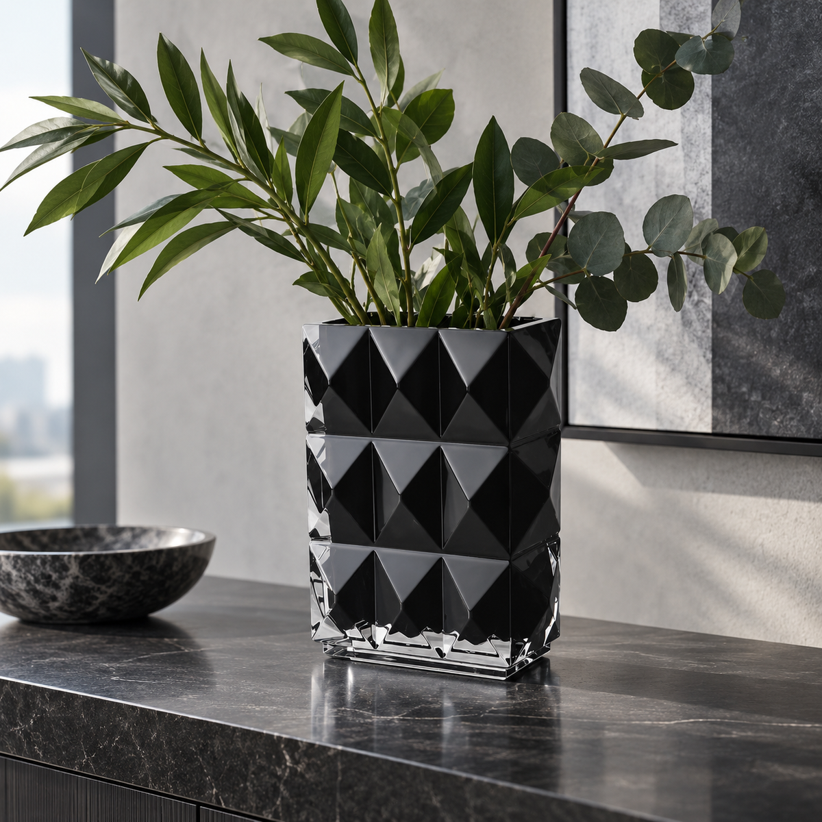 Baccarat Louxor Rectangular Vase Black