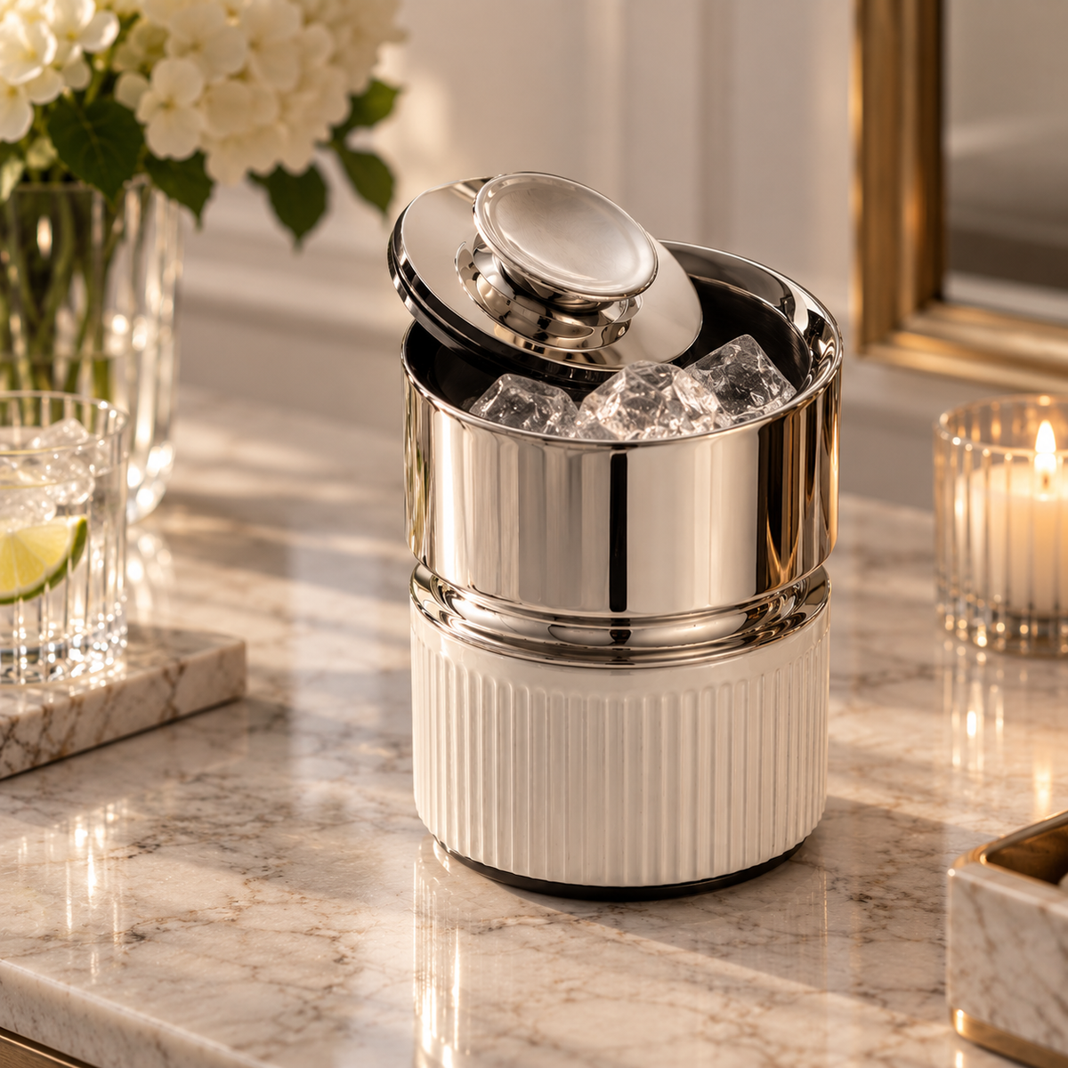 Christofle Club 30 Stainless Steel Insulated Ice Bucket