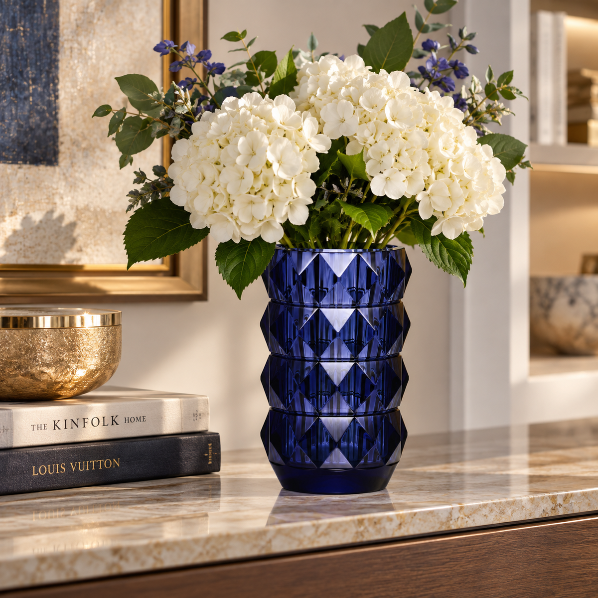 Baccarat Louxor Round Tall Vase, Midnight