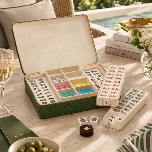 Aerin Enzo Travel Mahjong Set, Verde