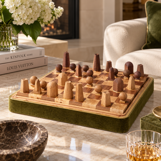 Aerin Velvet Chess Set, Moss