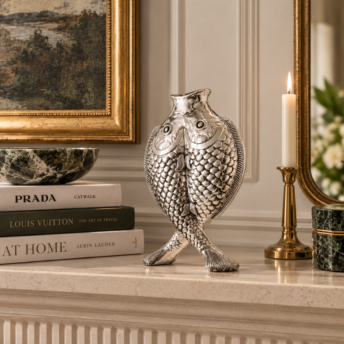 Christofle Les Collections Historiques Silver-Plated Fish Vase