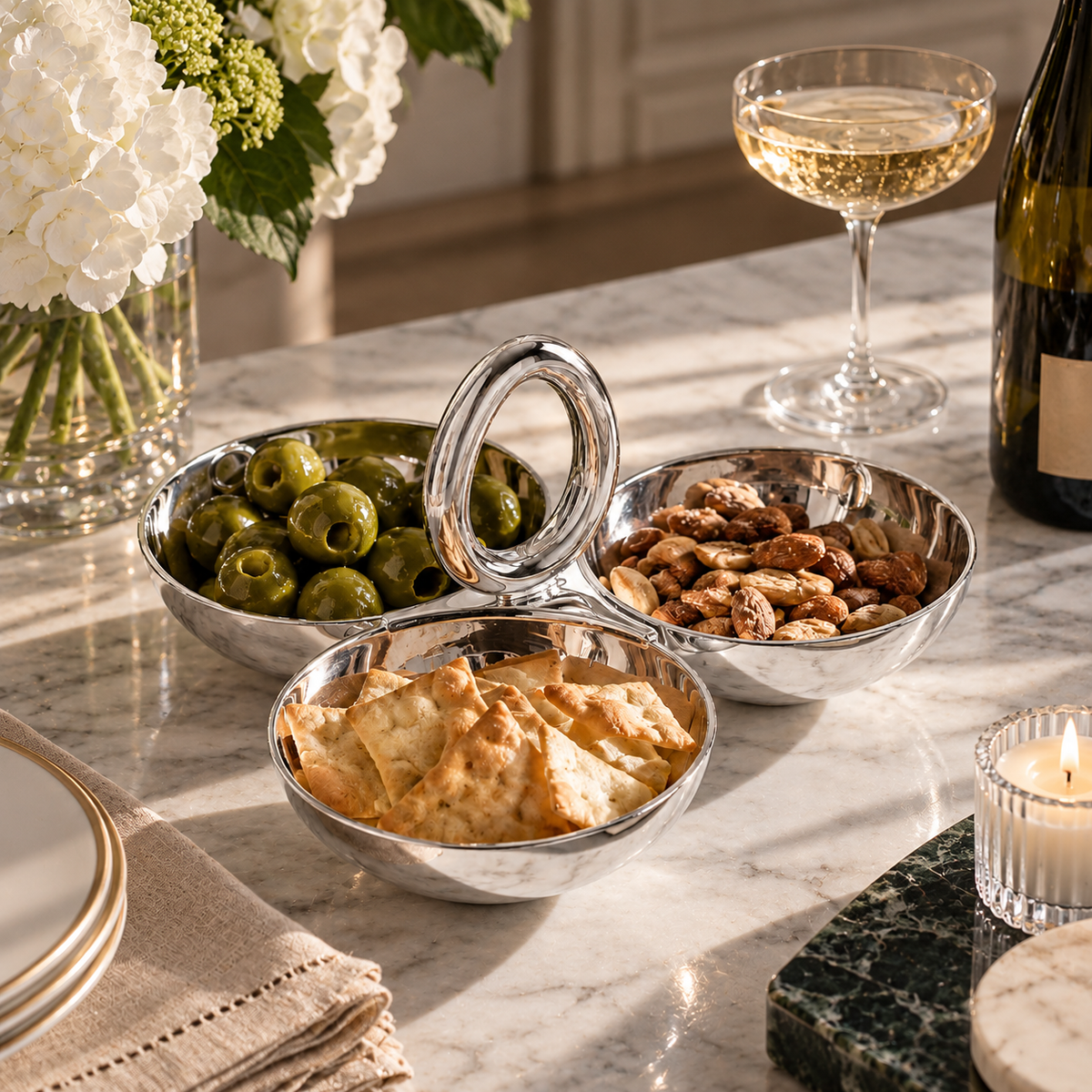 Christofle Vertigo 3-Bowl Serving Dish