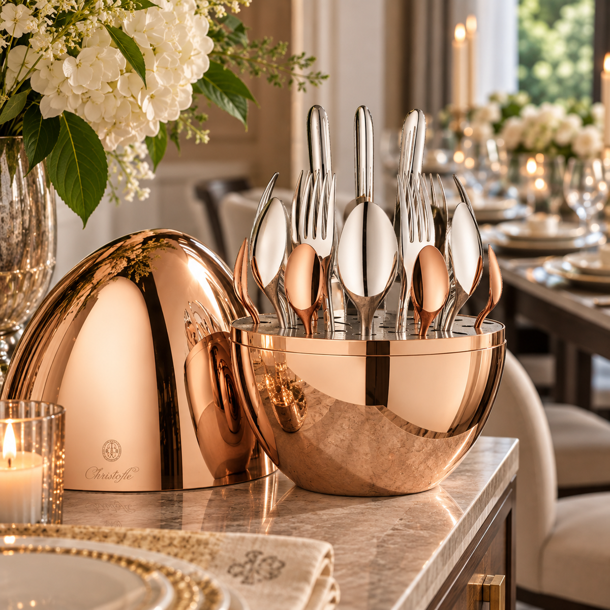 Christofle Mood Precious Rose Gold 24-Piece Flatware Set